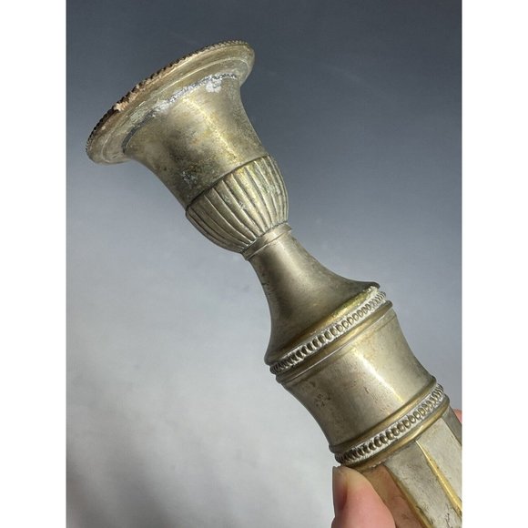 12" Antique Silverplated Brass Art Deco Silver Plate Candlestick Holder Candle - Picture 9 of 13